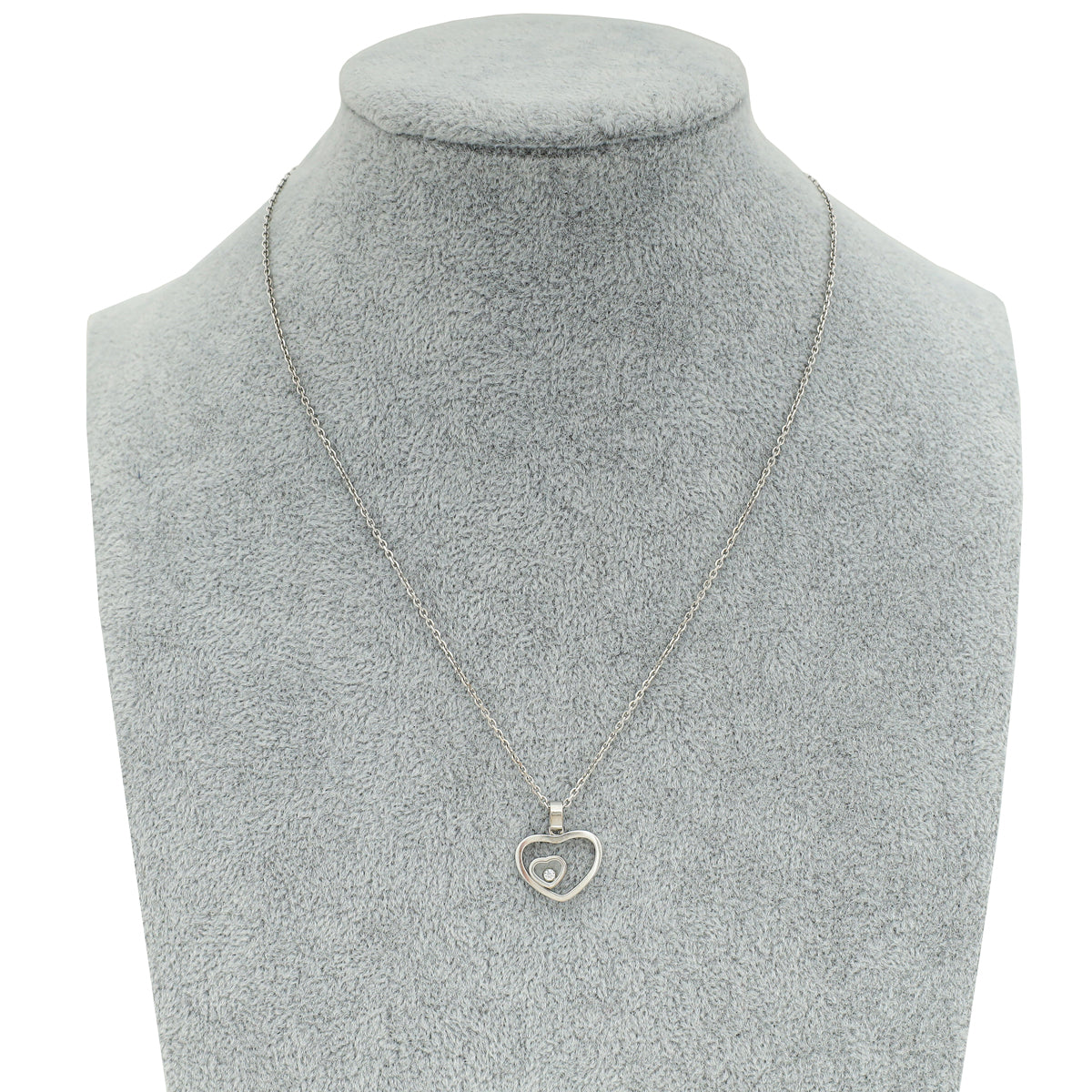 Chopard 18K White Gold Diamond Happy Hearts Necklace-Chopard-THE CLOSET