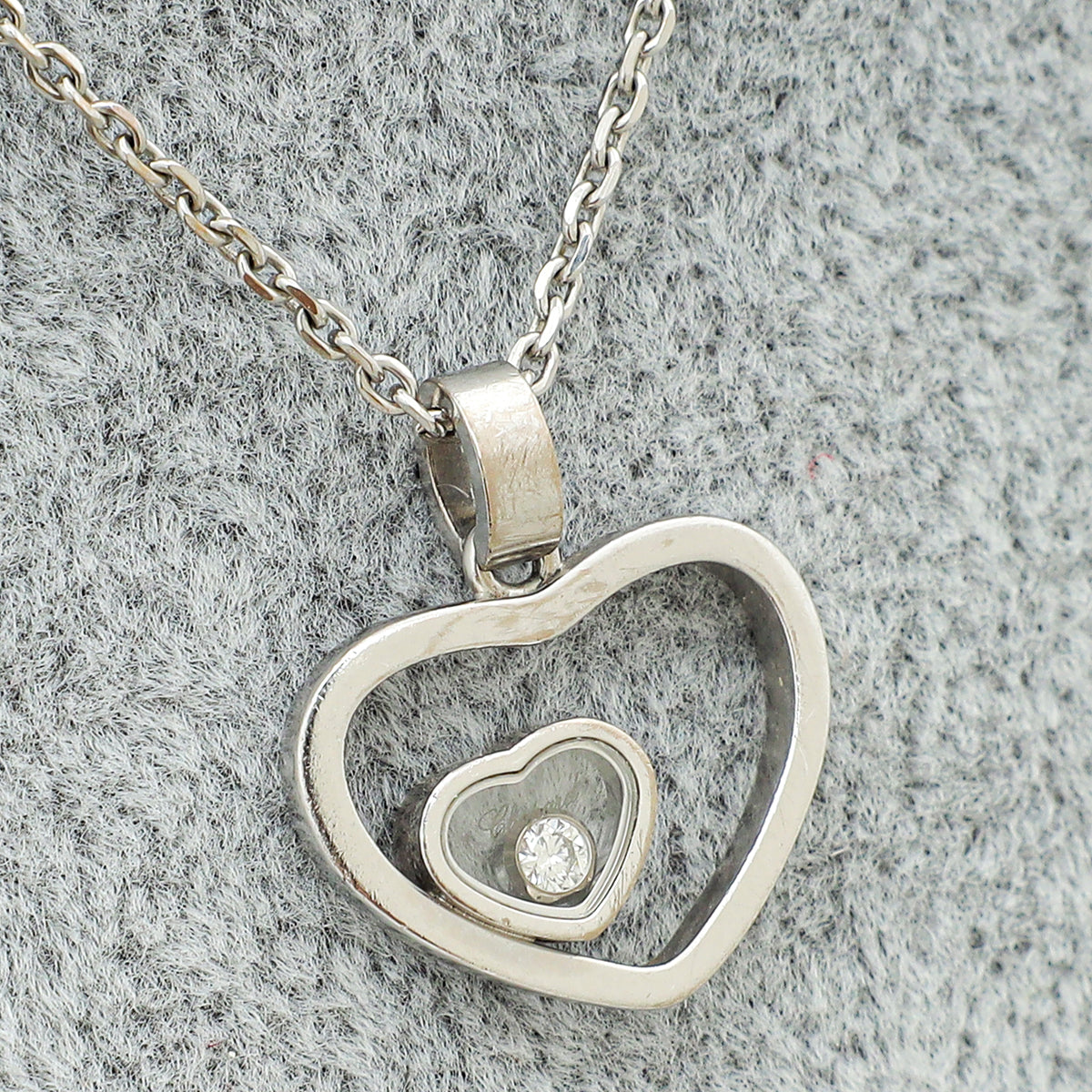 Chopard 18K White Gold Diamond Happy Hearts Necklace-Chopard-THE CLOSET