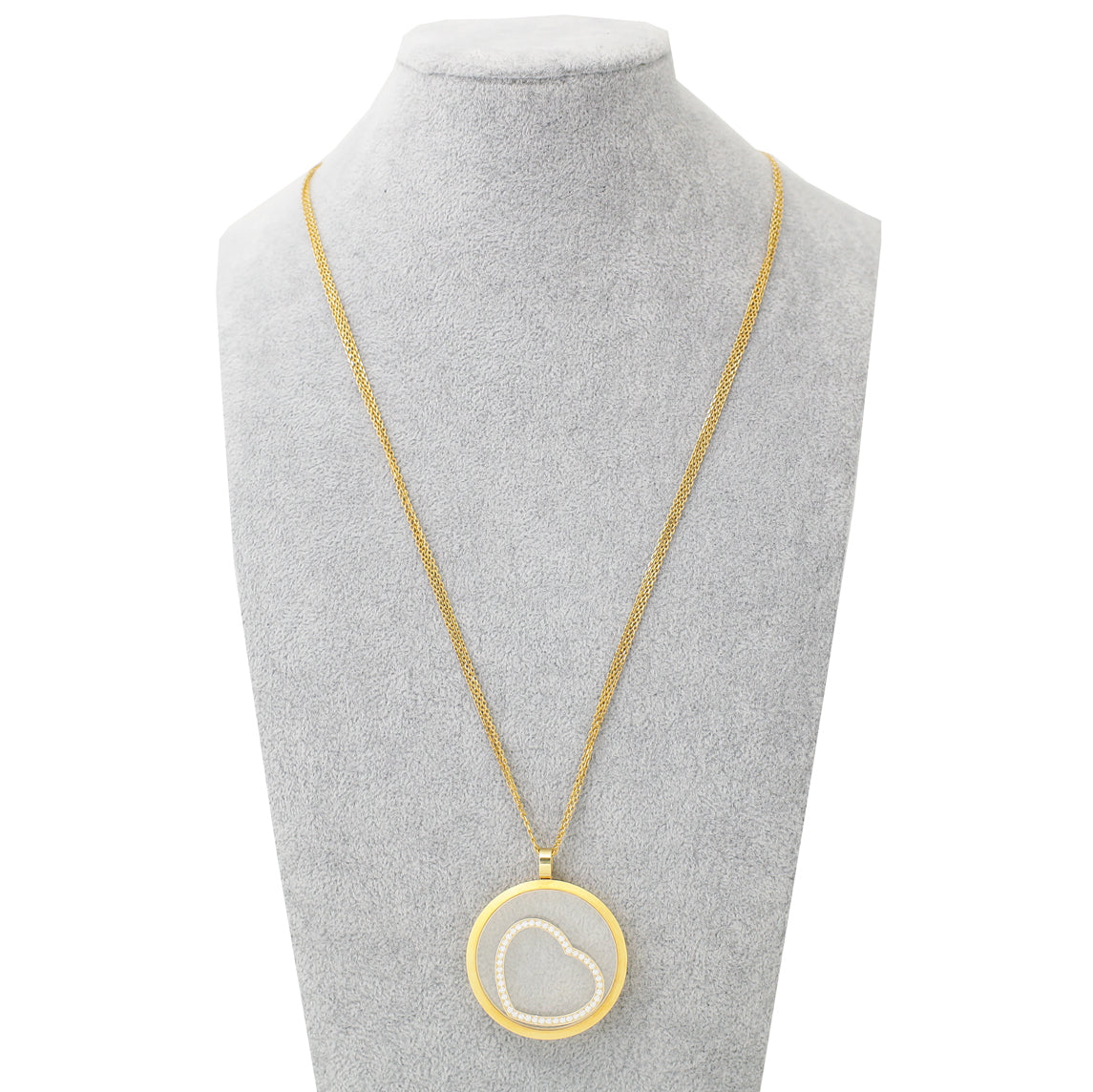 Chopard 18K Yellow Gold Happy Spirit Floating Heart Diamond Necklace-Chopard-THE CLOSET