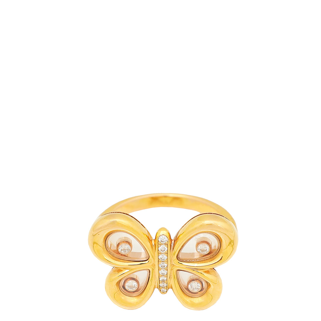 Chopard 18K Yellow Gold Diamond Happy Butterfly Ring 53