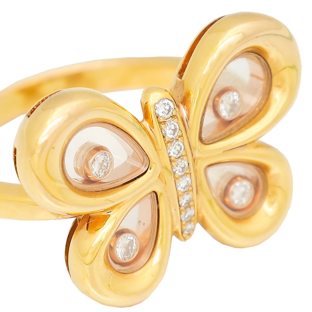 Chopard 18K Yellow Gold Diamond Happy Butterfly Ring 53