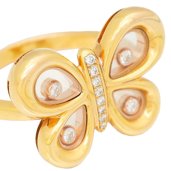 Chopard 18K Yellow Gold Diamond Happy Butterfly Ring 53