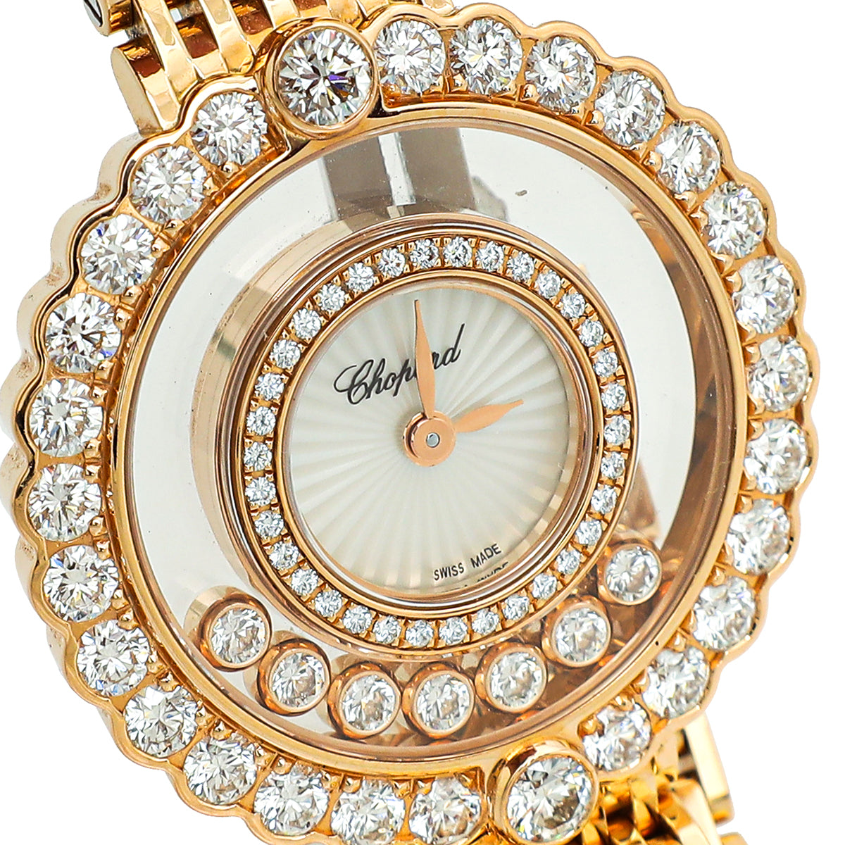 Chopard 18K Rose Gold Happy Diamond Joaillerie Gold 30mm Quartz Watch