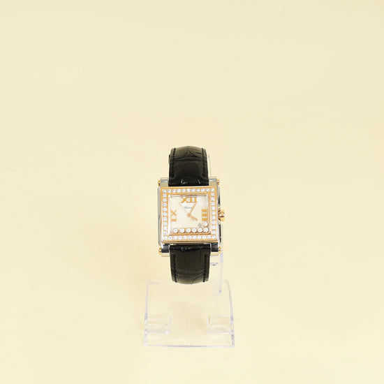 Chopard Steel And Gold Diamond Happy Sport Square Quartz Movement Watch