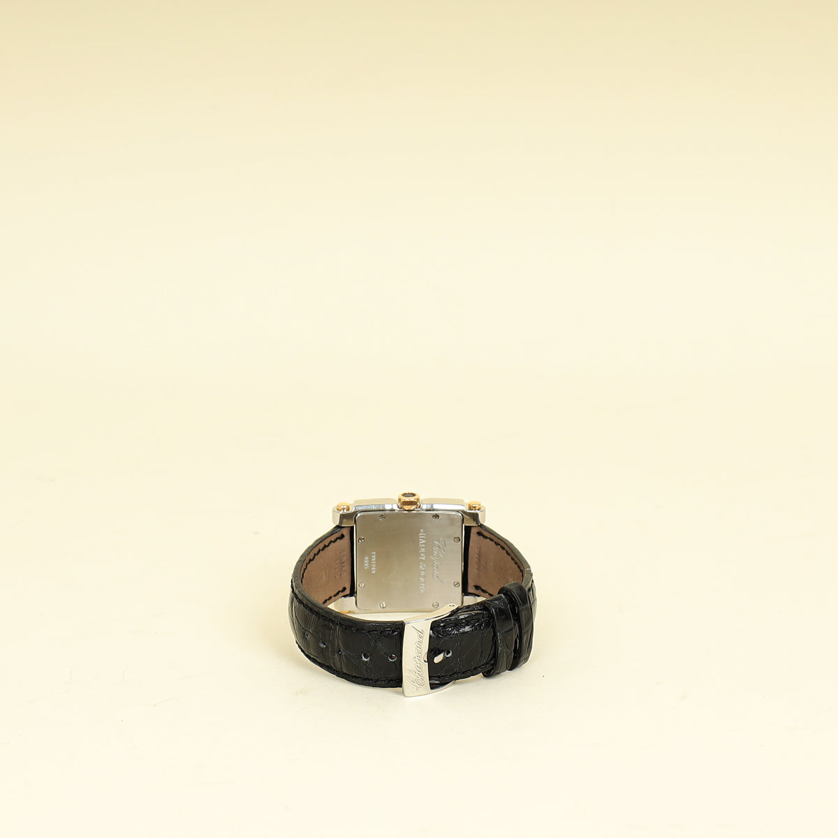 Chopard Steel And Gold Diamond Happy Sport Square Quartz Movement Watch