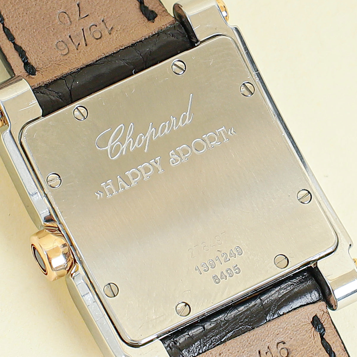 Chopard Steel And Gold Diamond Happy Sport Square Quartz Movement Watch