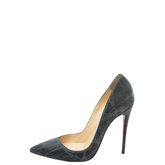 Christian Louboutin Black Metallic Glitter So Kate Pumps 38