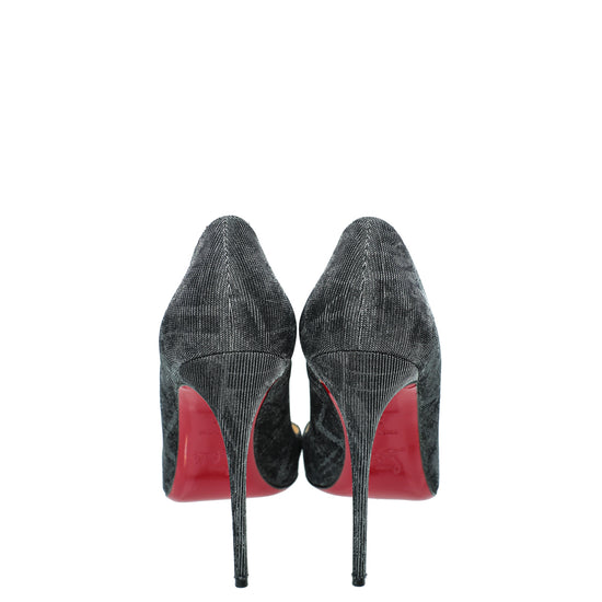 Christian Louboutin Black Metallic Glitter So Kate Pumps 38