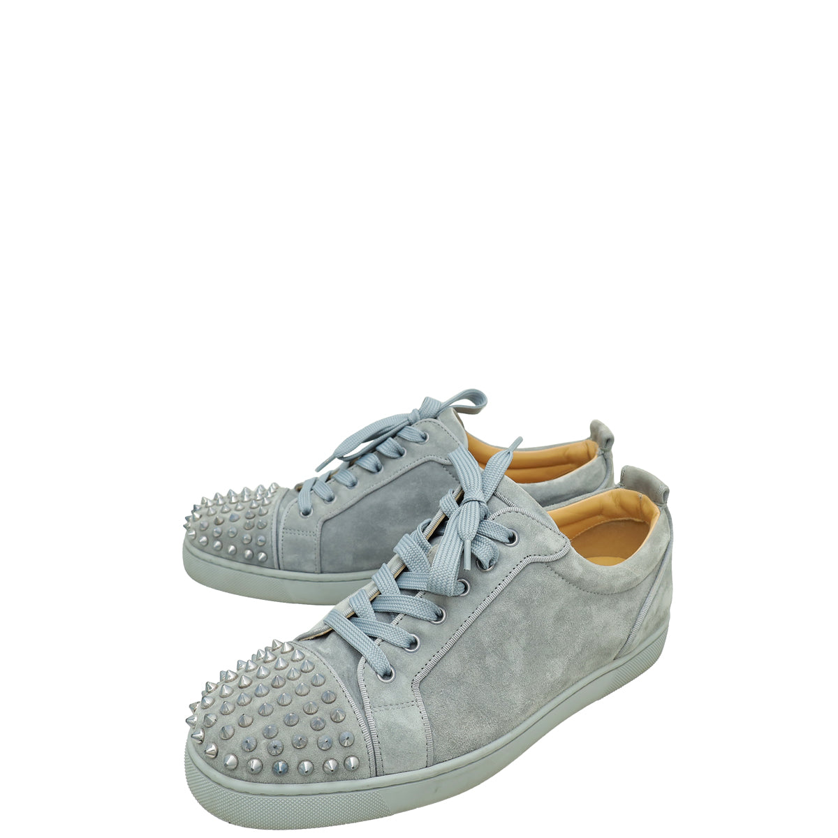 Christian Louboutin Gray Louis Junior Spike Sneakers 42.5-Christian Louboutin-THE CLOSET