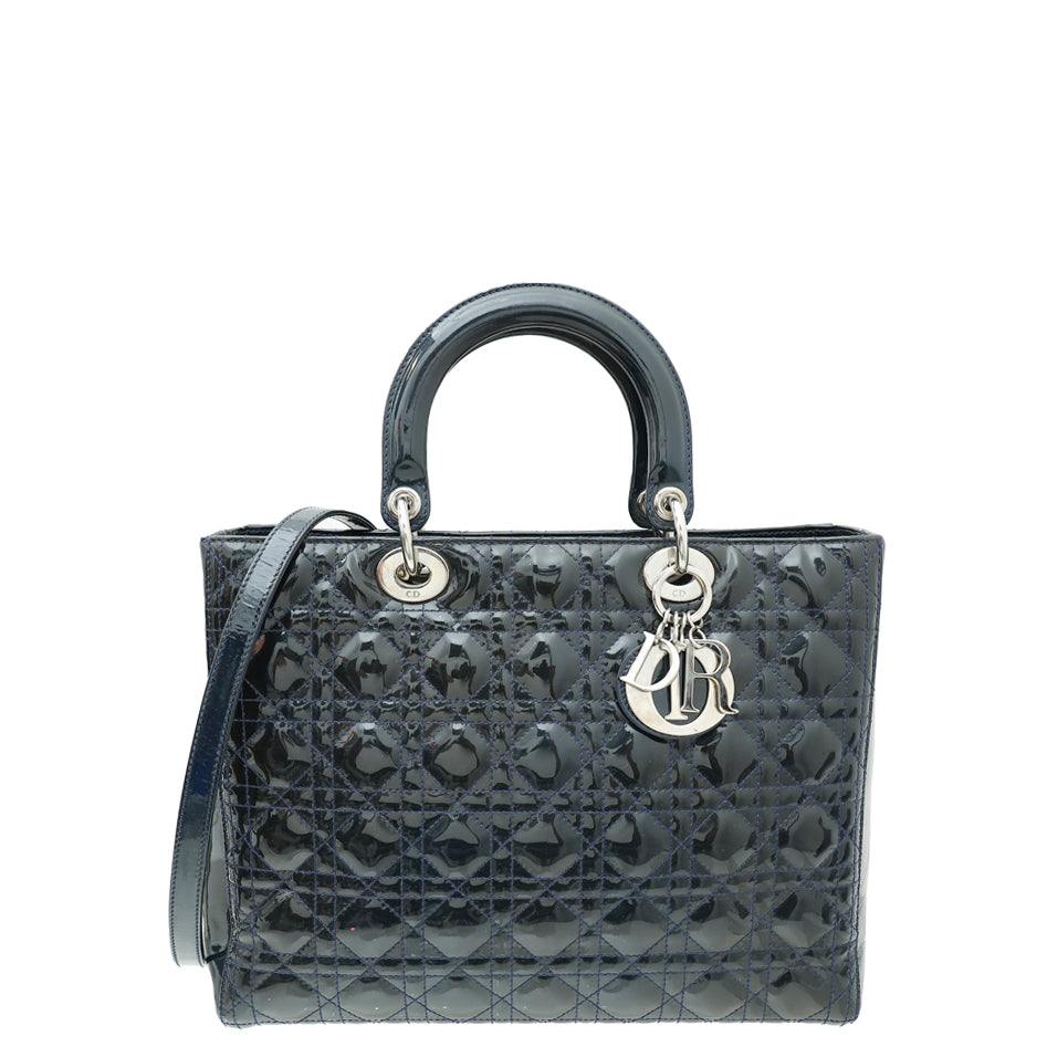 Christian Dior Indigo Blue Lady Dior Large Bag-Christian Dior-THE CLOSET
