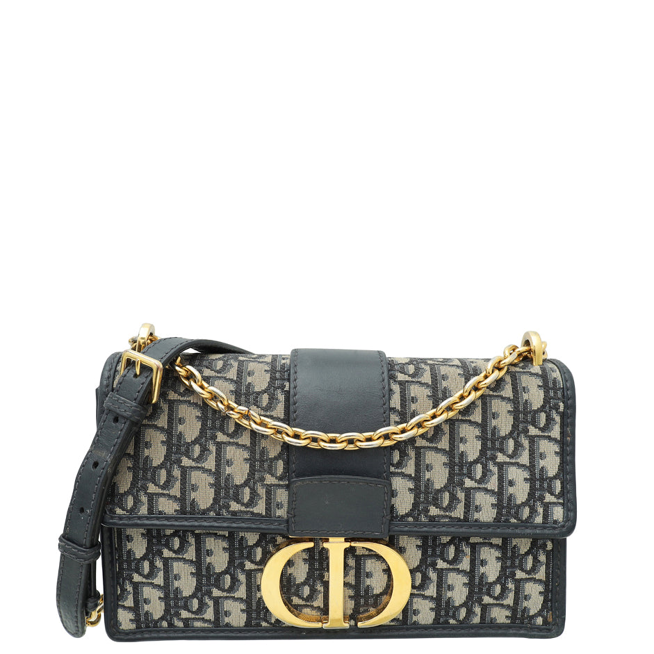Christian Dior Navy Blue Oblique 30 Montaigne Shoulder Bag-Christian Dior-THE CLOSET