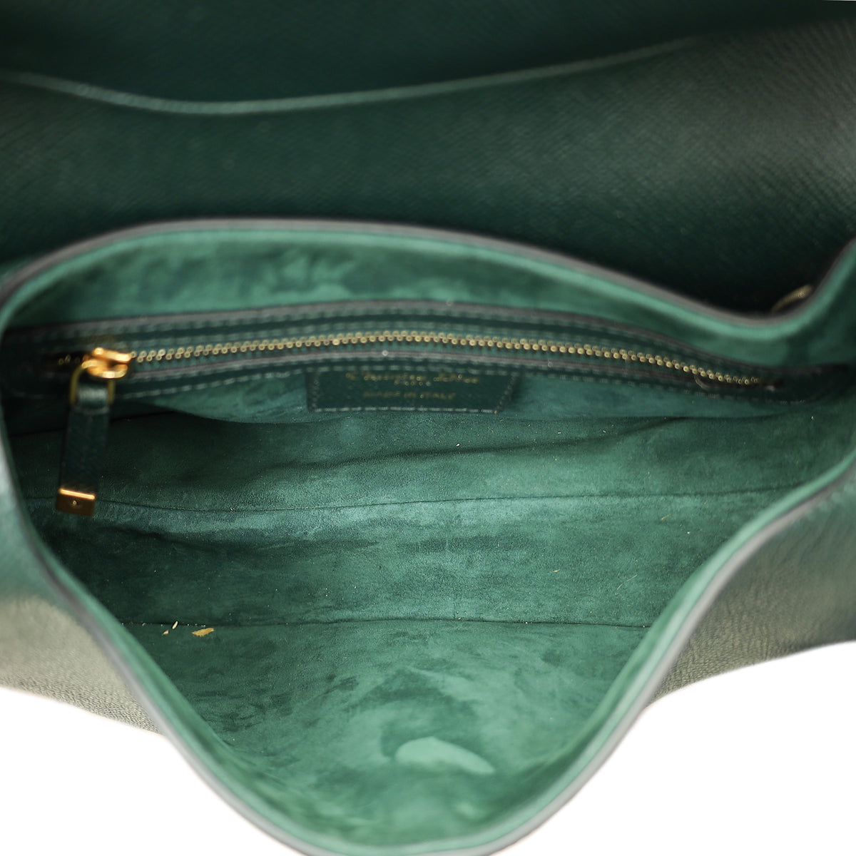 Christian Dior Forest Green Saddle Medium Bag W/ Strap