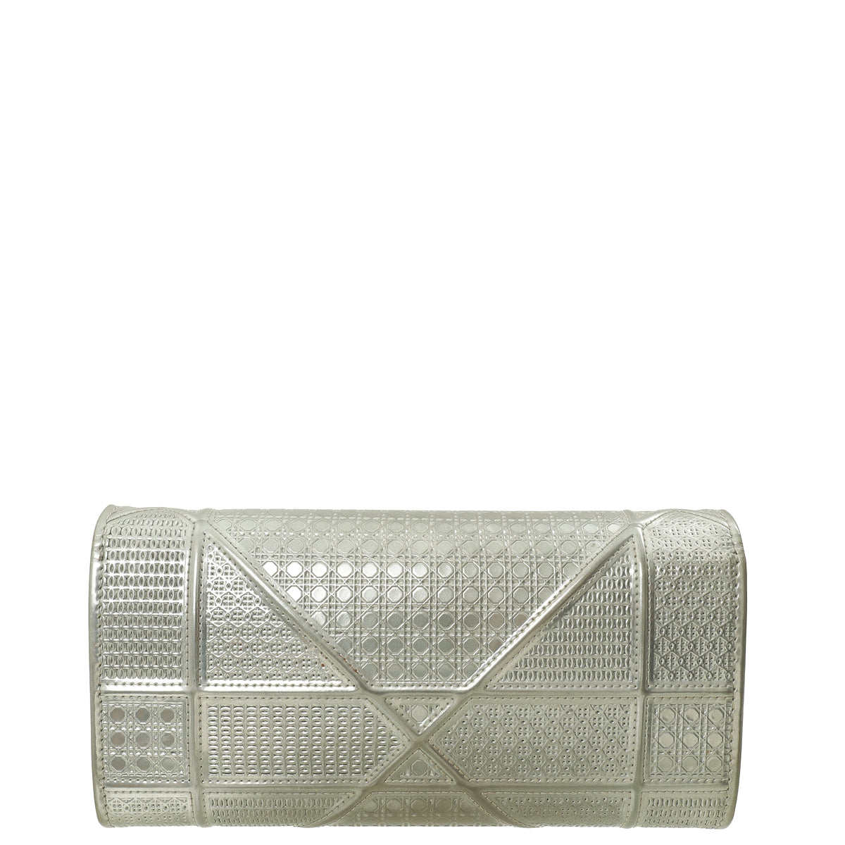 Christian Dior Metallic Grey Diorama Cannage Wallet On Chain-Christian Dior-THE CLOSET