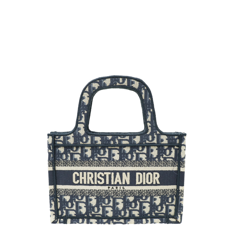 Christian Dior Navy Blue Oblique Book Tote Mini Bag