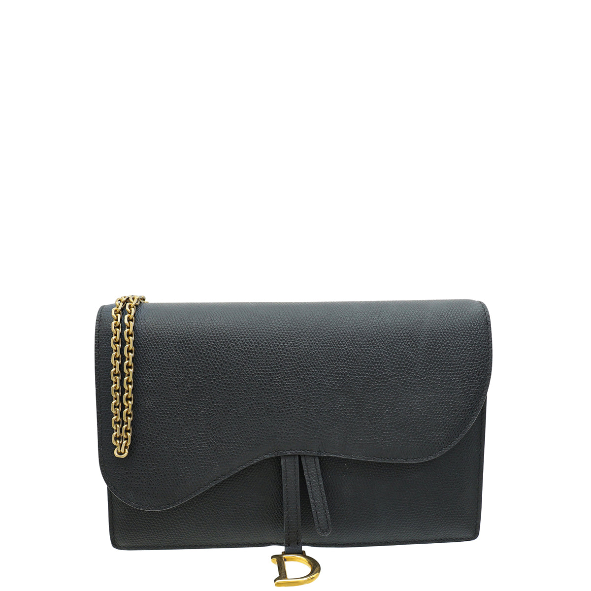 Christian Dior Black Saddle Wallet On Chain Bag