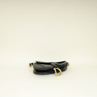 Christian Dior Black Saddle Medium Bag w/ Jacquard Strap