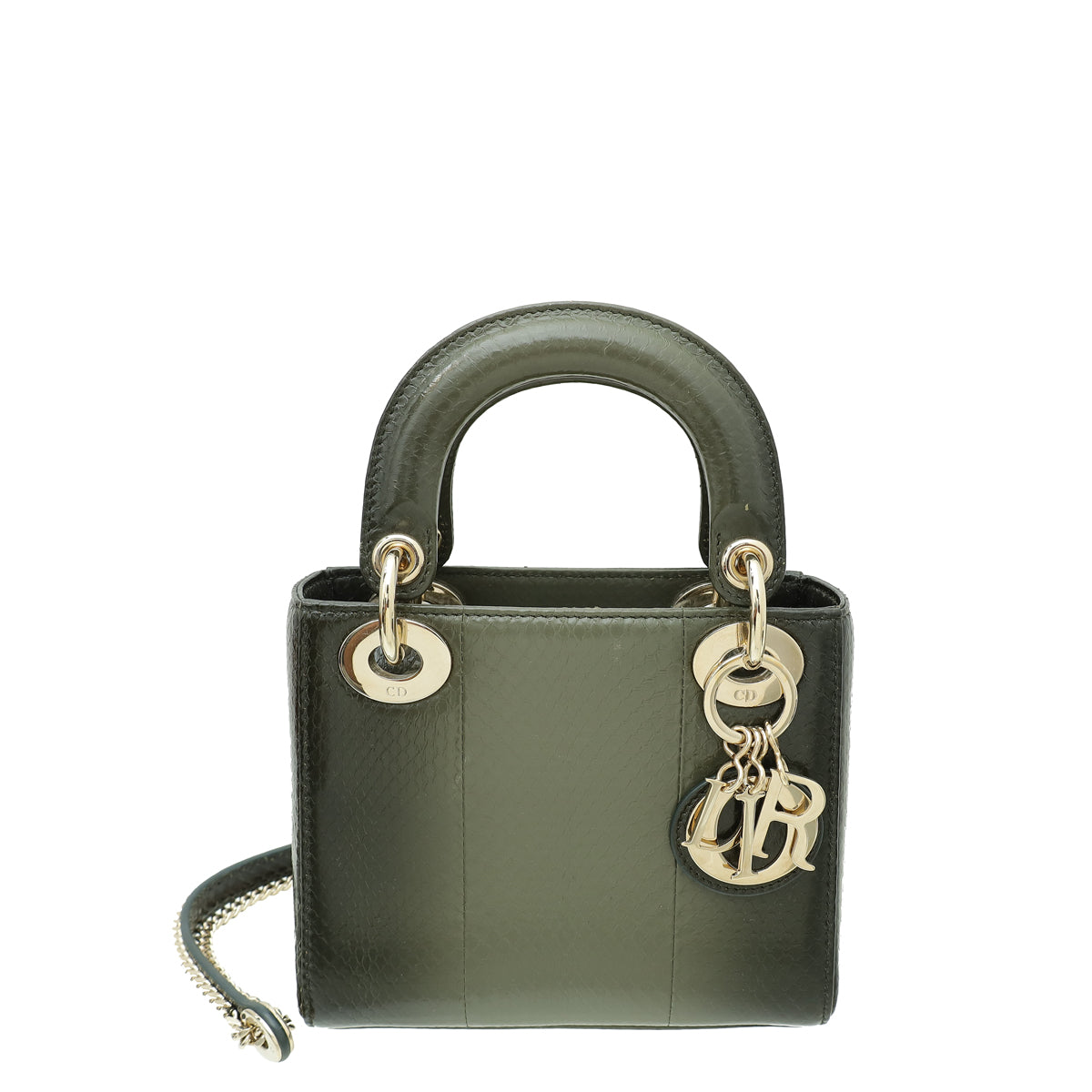 Christian Dior Olive Ombre Python Lady Dior Mini Bag