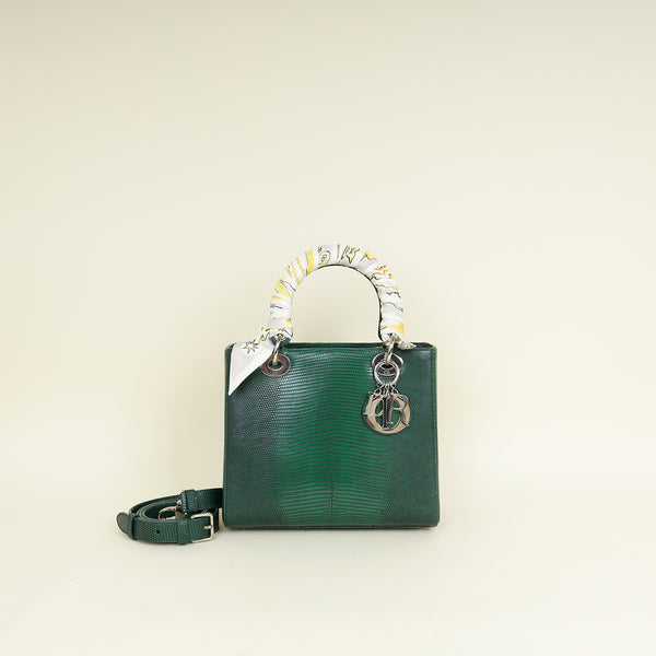 Christian Dior Emerald Green Haute Maroquinerie Lizard Lady Dior