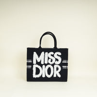 Christian Dior Bicolor Miss Dior Graffiti Embroidery Book Tote Large Bag
