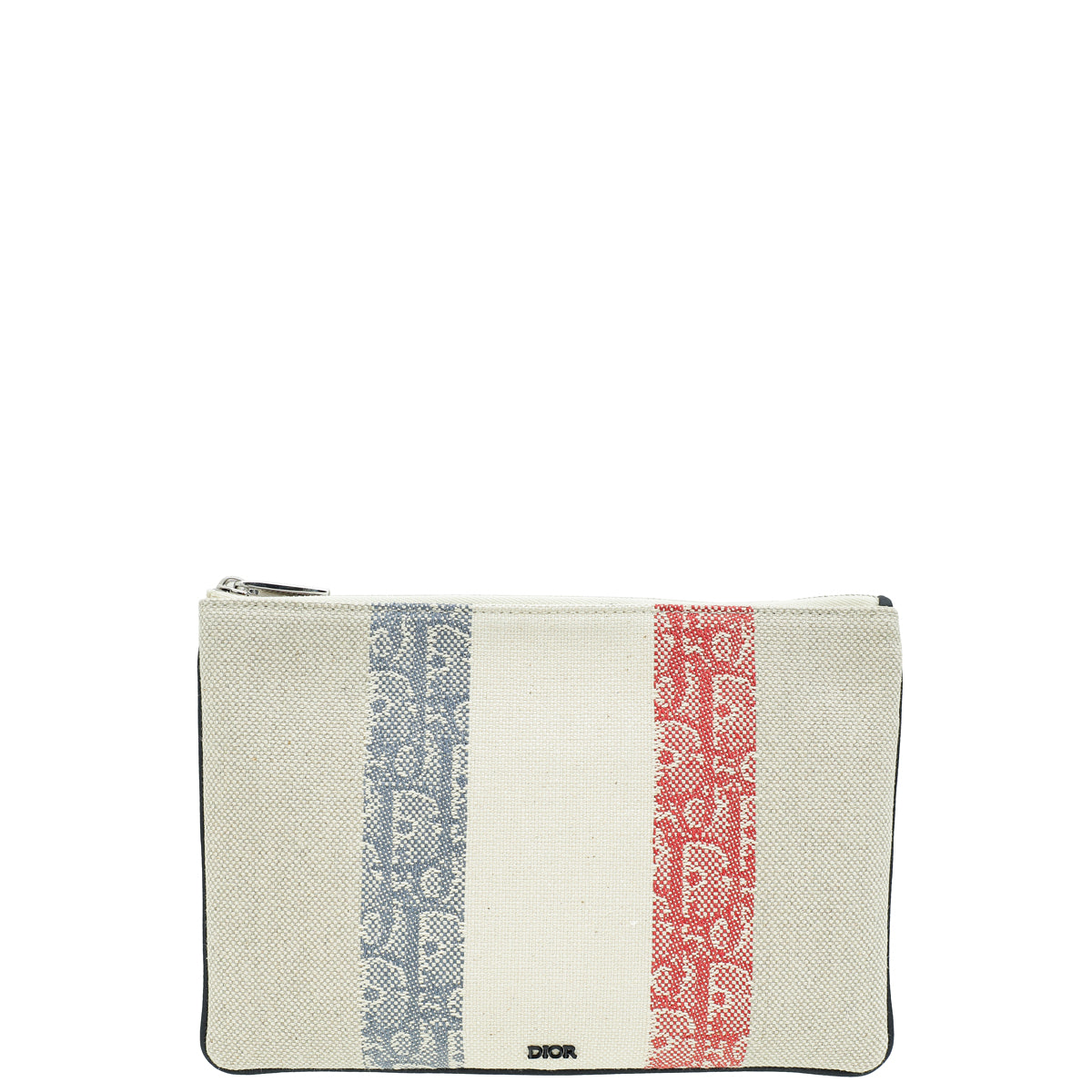 Christian Dior Tricolor Oblique Stripe Zip Pouch-Christian Dior-THE CLOSET