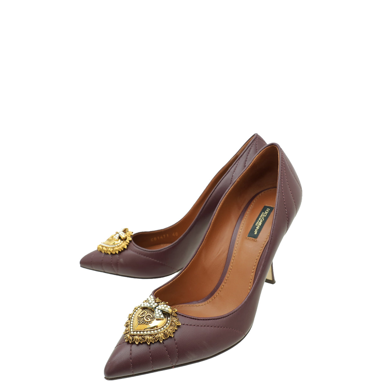Dolce & Gabbana Burgundy Devotion Pumps 40-Dolce & Gabbana-THE CLOSET
