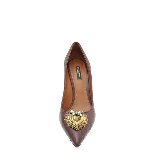 Dolce & Gabbana Burgundy Devotion Pumps 40