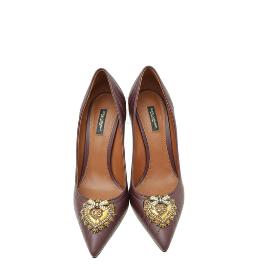 Dolce & Gabbana Burgundy Devotion Pumps 40