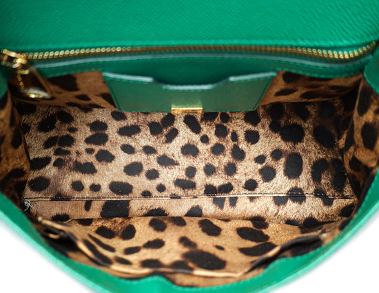 Dolce & Gabbana Green Dauphine Studded Handle Sicily Bag W/ Twilly