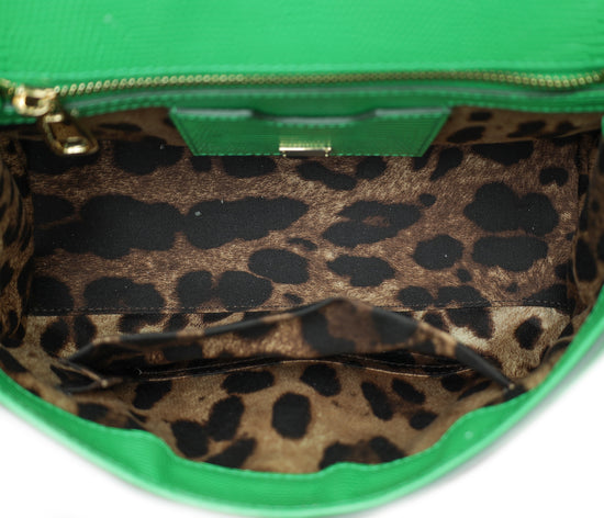 Dolce & Gabbana Green Iguana Print Sicily Medium Bag