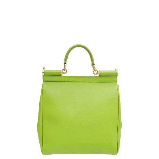 Dolce Gabbana Apple Green Dauphine Flat Vertical Sicily Bag