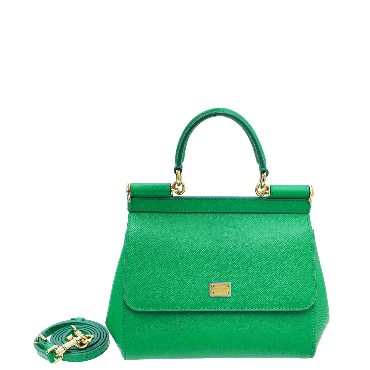 Dolce&Gabbana Small Sicily Bag Dauphine Leather Green, Satchel