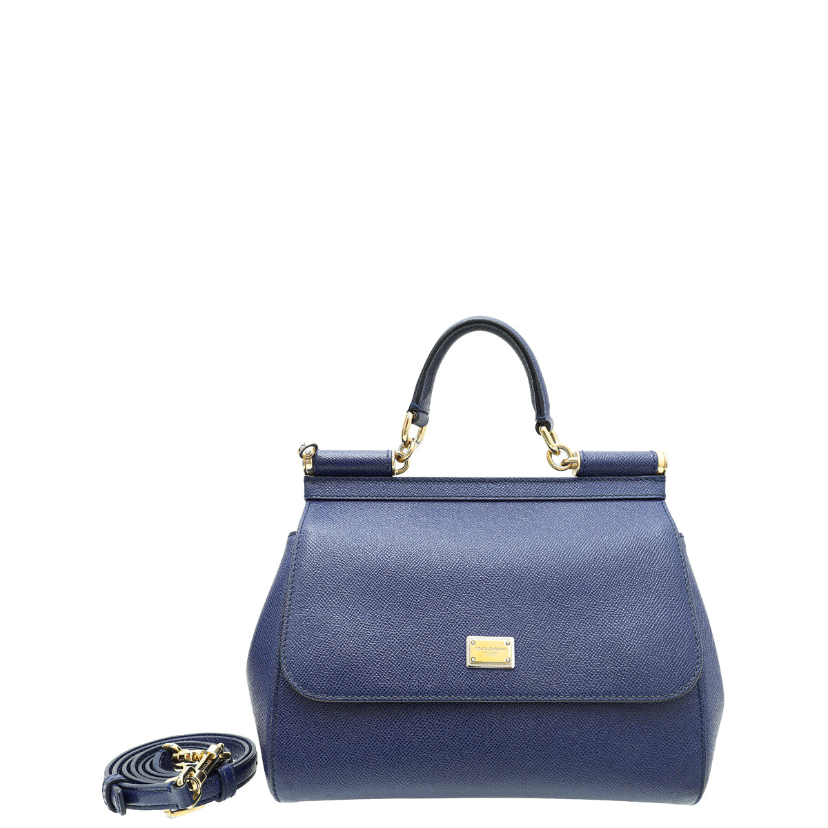 Dolce & Gabbana Medium Sicily Dauphine Leather Bag in Blue