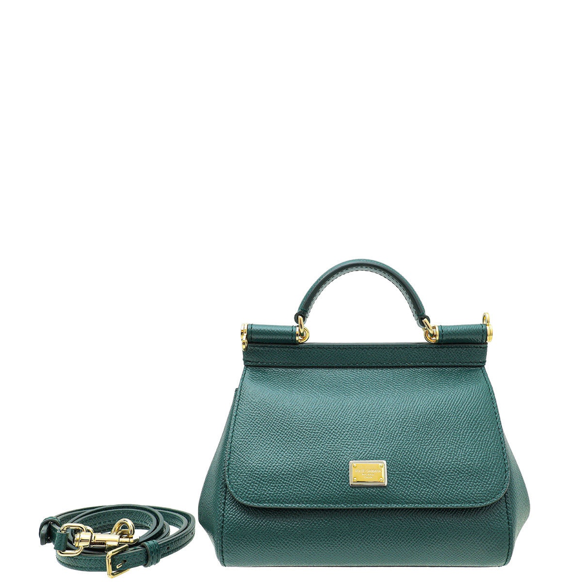 Dolce & Gabbana Dark Green Dauphine Sicily Small Bag-Dolce & Gabbana-THE CLOSET