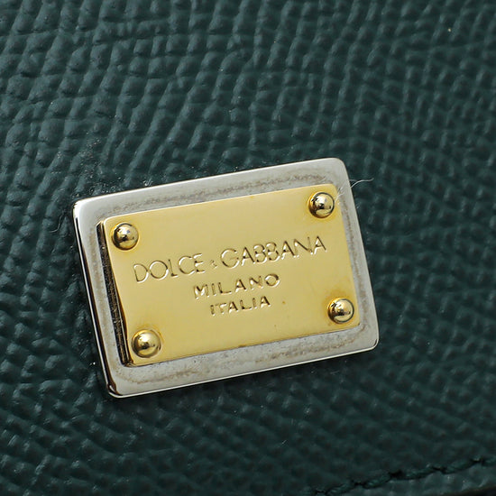 Dolce & Gabbana Small Dauphine Leather Sicily Bag in Green