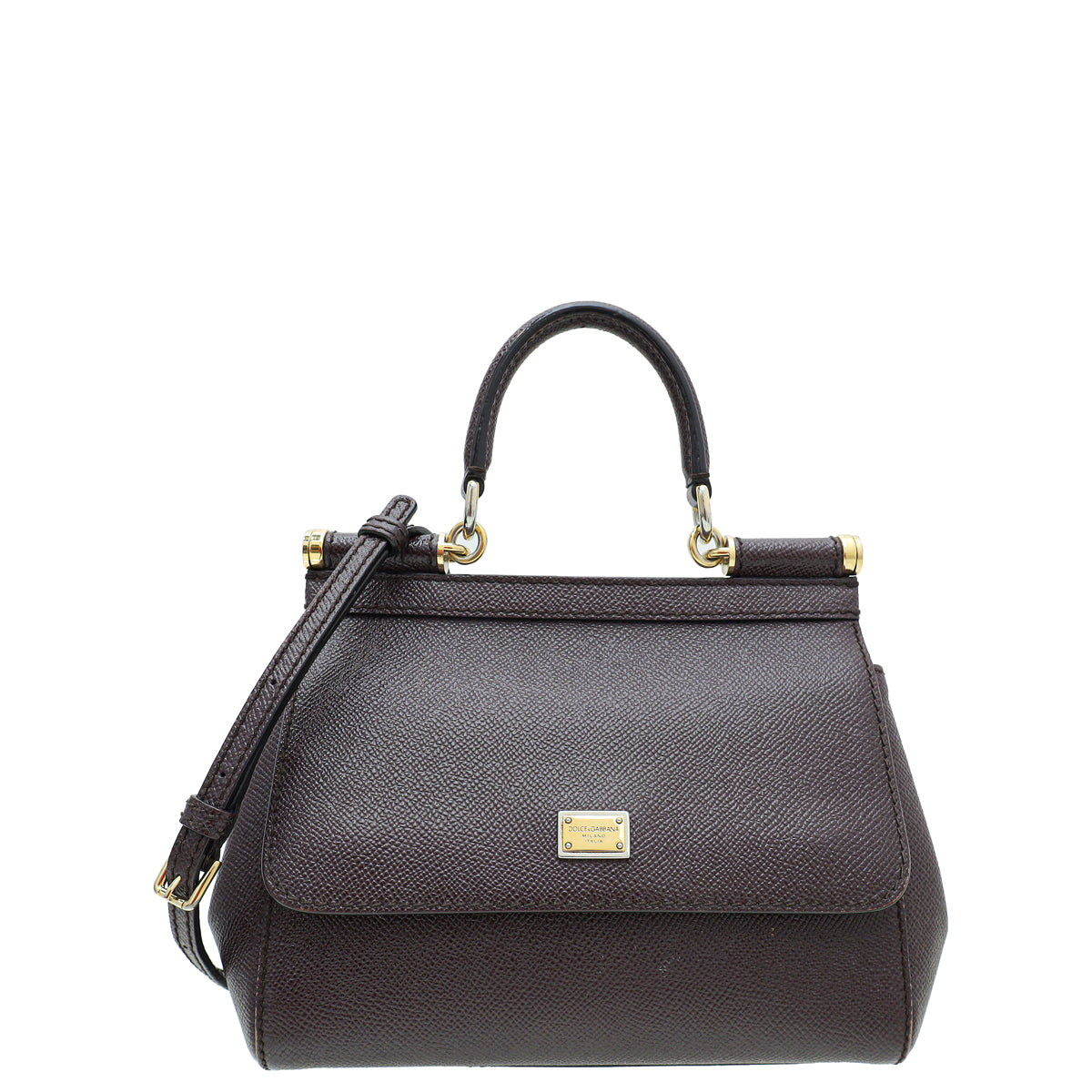 Dolce & Gabbana Burgundy Sicily Dauphine Small Bag-Dolce & Gabbana-THE CLOSET