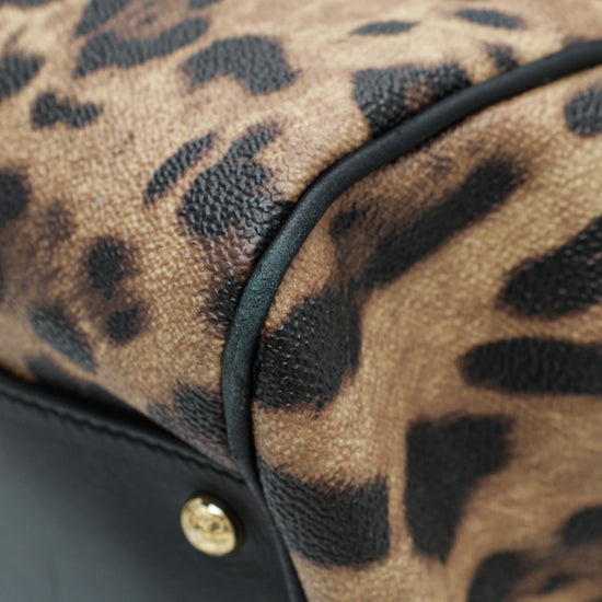 Dolce & Gabbana Bicolor Leopard Print Sicily Large Bag