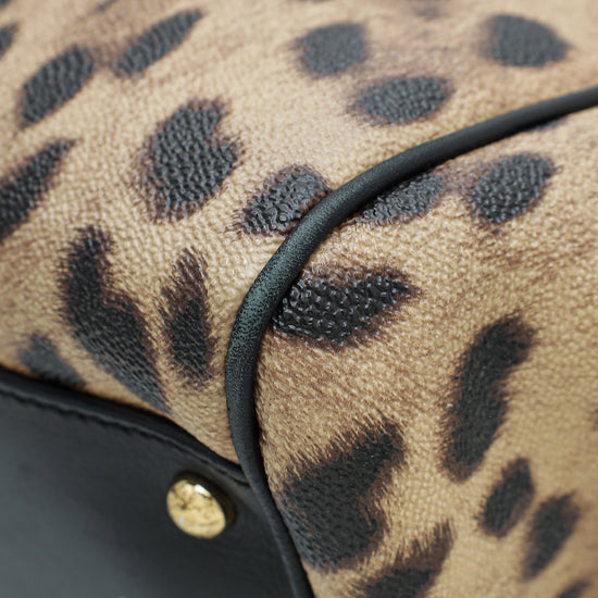 Dolce & Gabbana Bicolor Leopard Print Sicily Large Bag