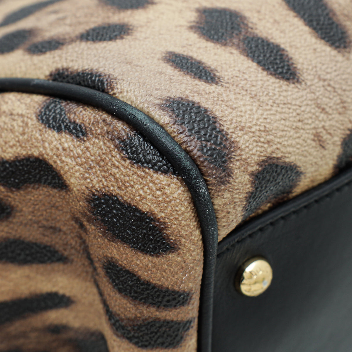 Dolce & Gabbana Bicolor Leopard Print Sicily Large Bag