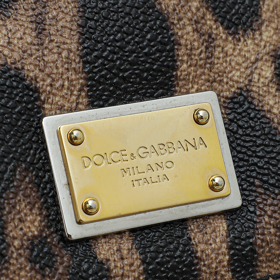 Dolce & Gabbana Bicolor Leopard Print Sicily Large Bag