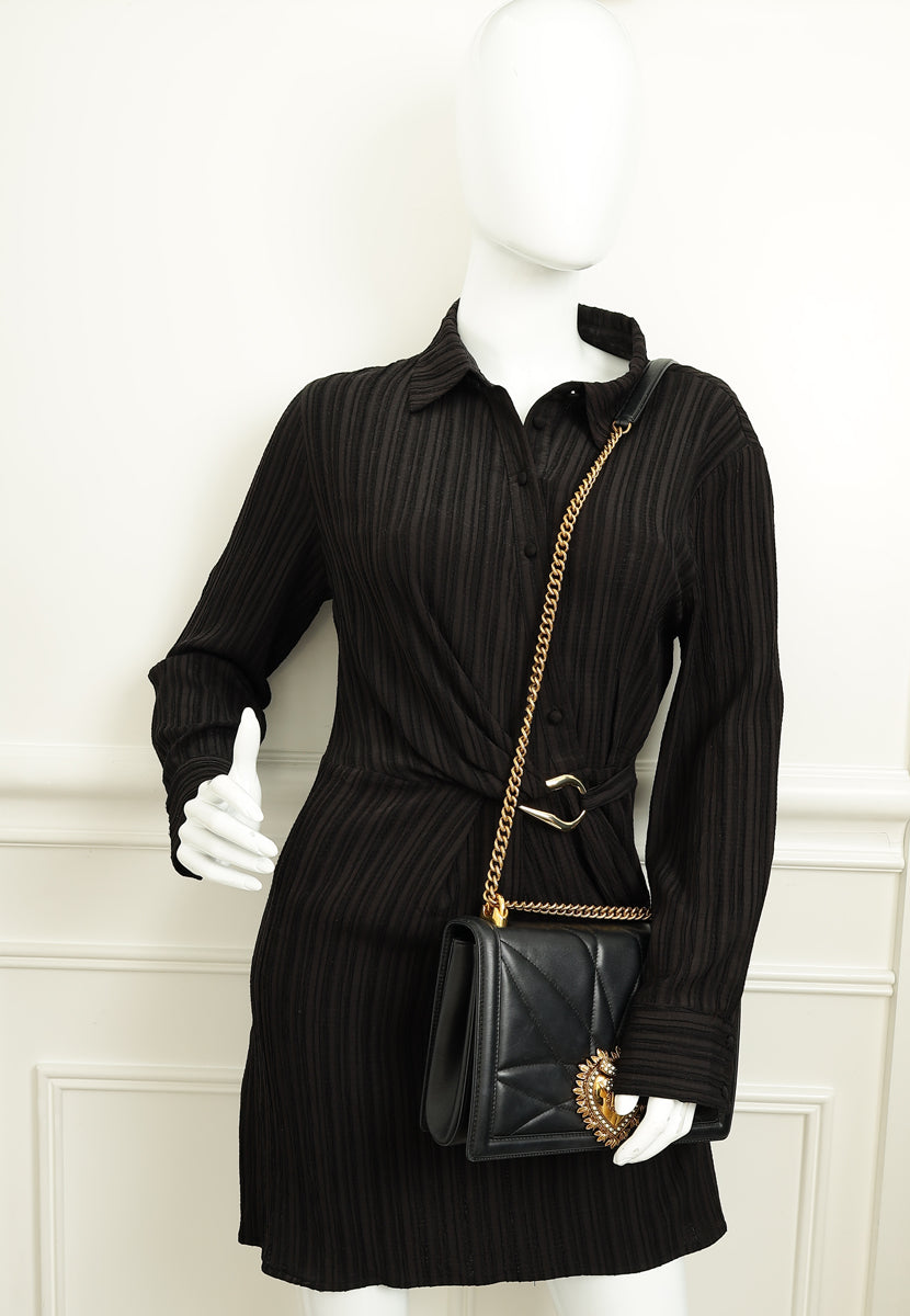 Dolce & Gabbana Black Devotion Quilted Flap Shoulder Bag-Dolce & Gabbana-THE CLOSET