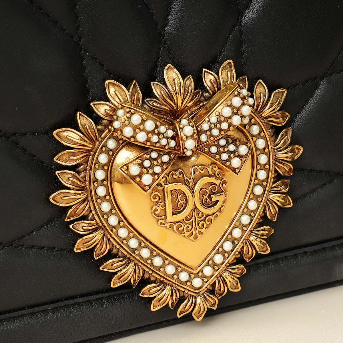 Dolce & Gabbana Black Devotion Quilted Flap Shoulder Bag-Dolce & Gabbana-THE CLOSET