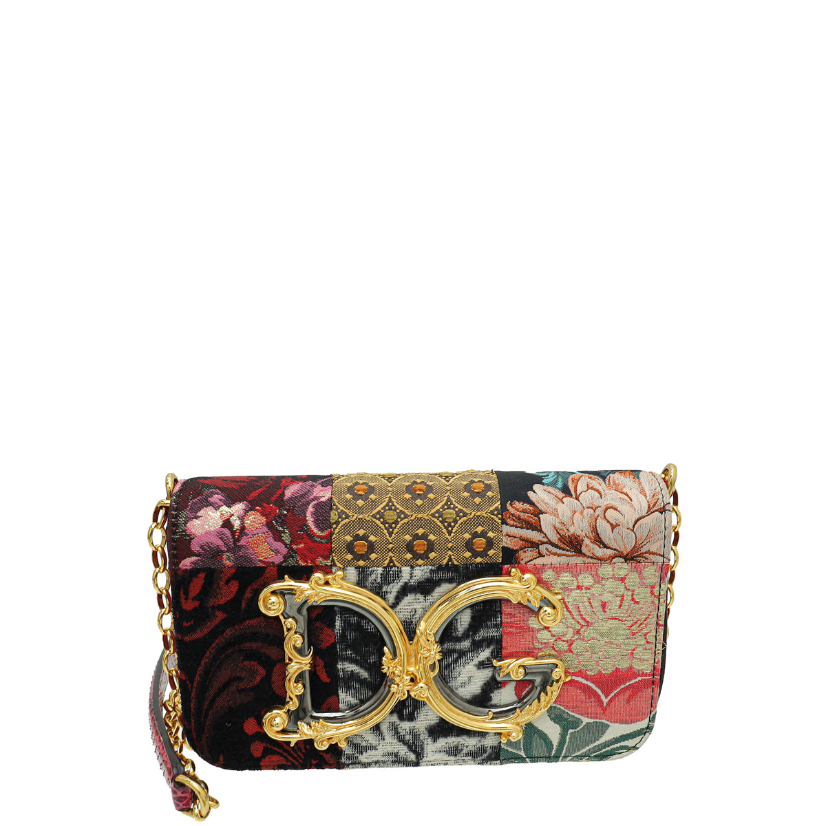 Dolce & Gabbana Multicolor DG Girls Patchwork Fabric Chain Shoulder Bag-Dolce & Gabbana-THE CLOSET