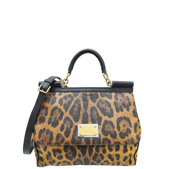 Dolce&Gabbana Sicily Large Leopard-Print Top-Handle Bag