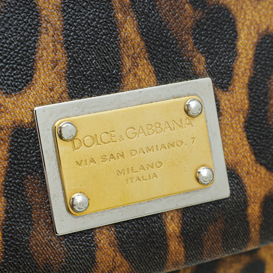 Dolce & Gabbana Bicolor Leopard Print Sicily Large Bag