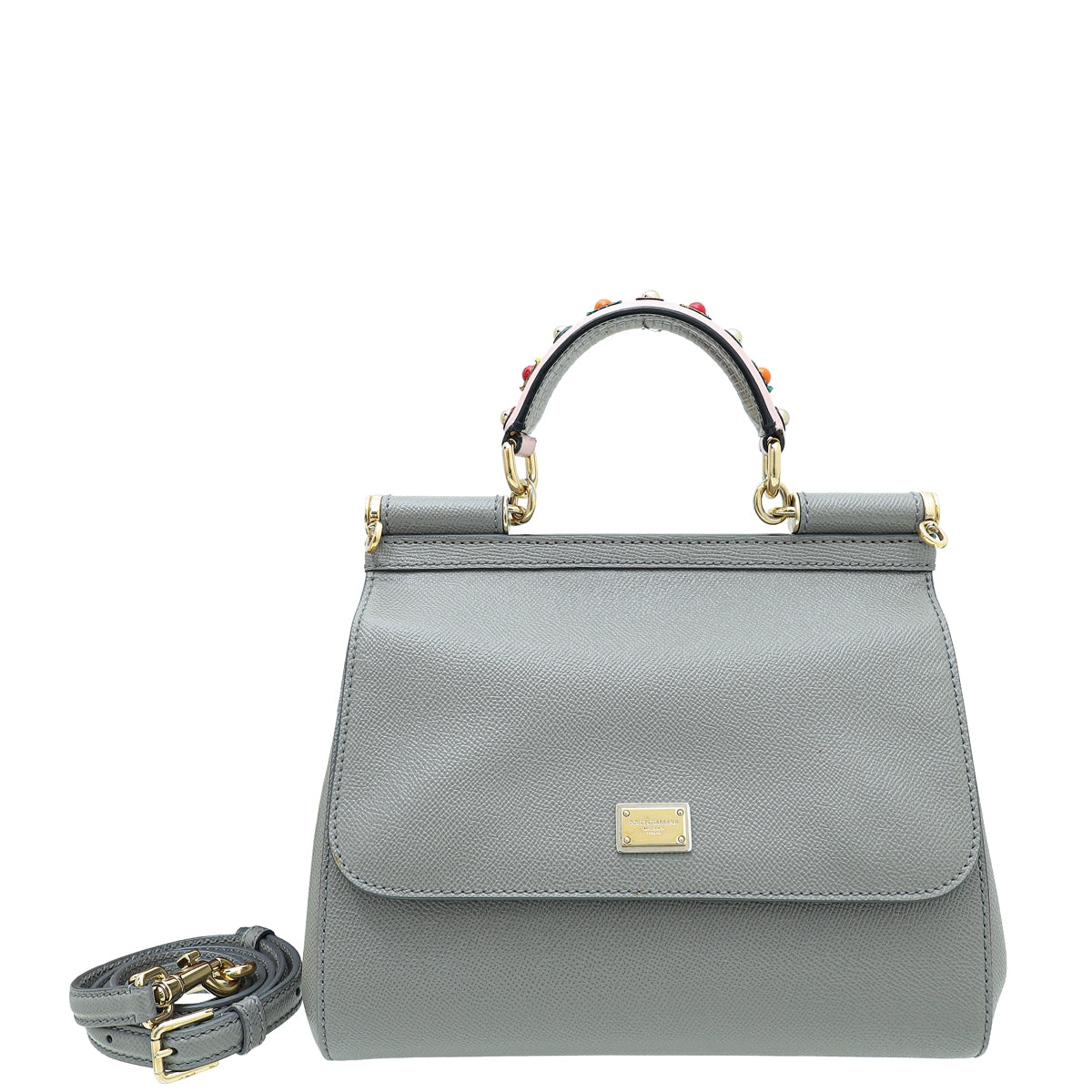 Dolce & Gabbana Grey Dauphine Sicily Medium Bag-Dolce & Gabbana-THE CLOSET