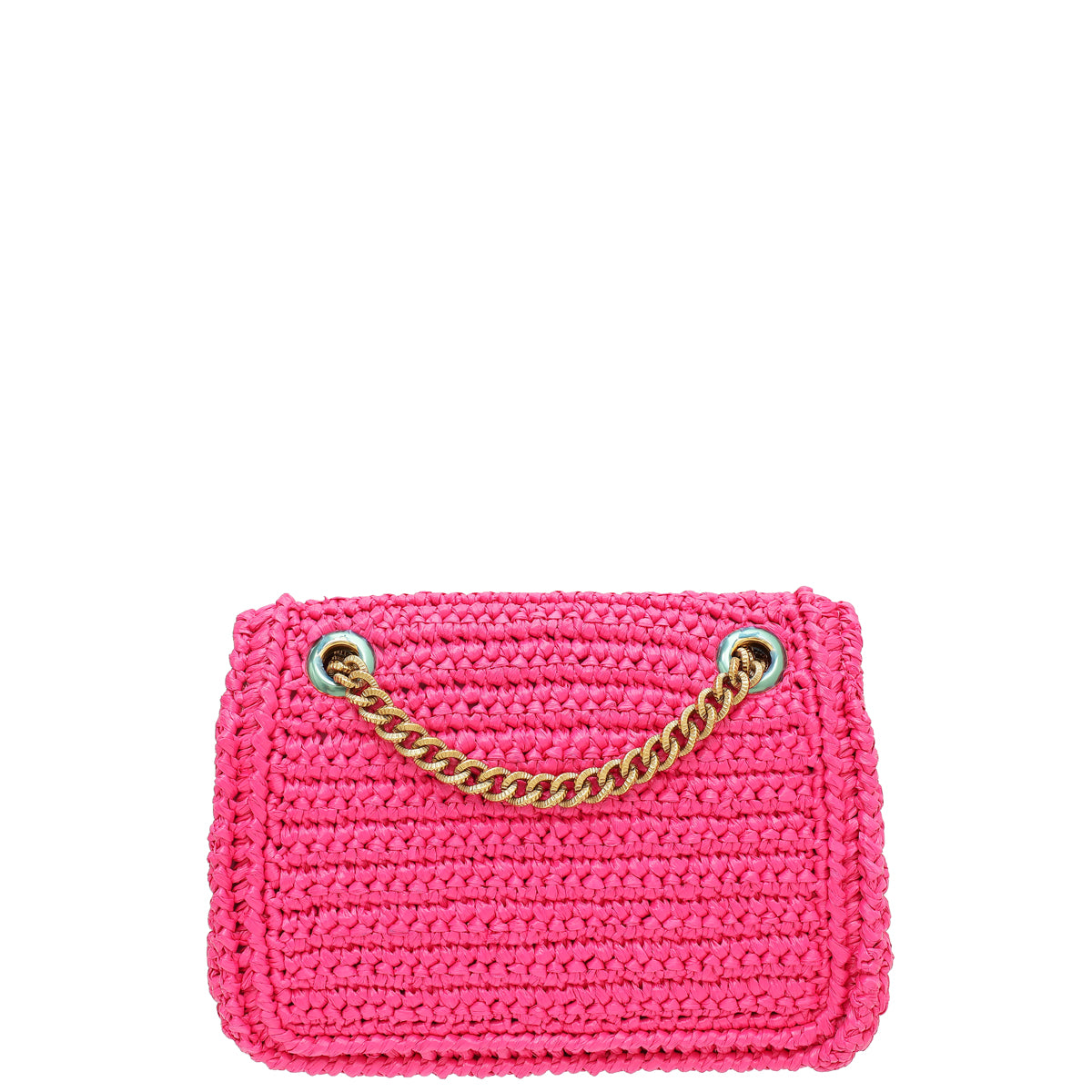 Dolce & Gabbana Fuchsia Raffia Woven Devotion Envelope Small Shoulder Bag-Dolce & Gabbana-THE CLOSET