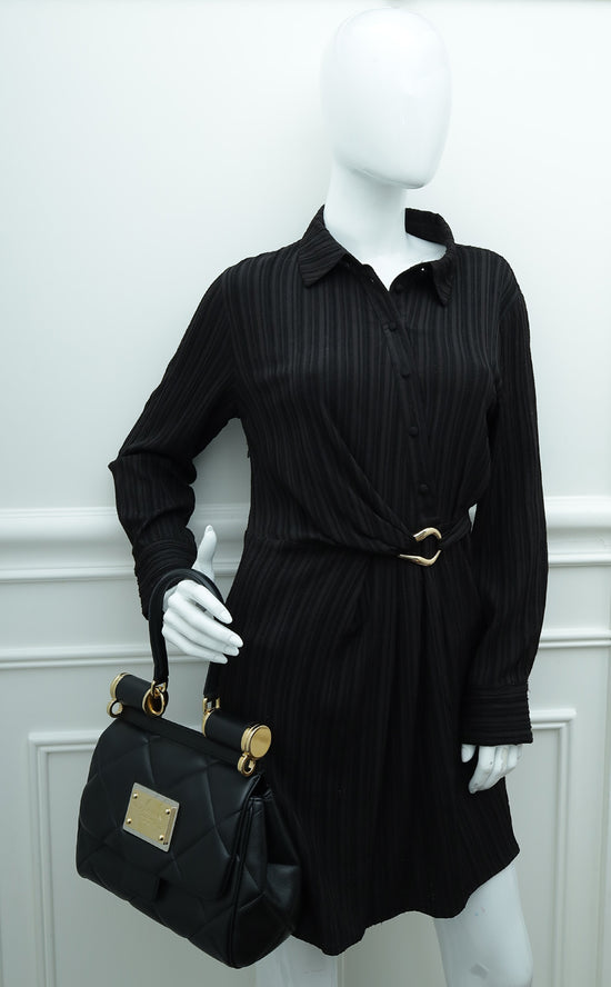 Dolce & Gabbana Black 90's Sicily Quilted Medium Shoulder Bag