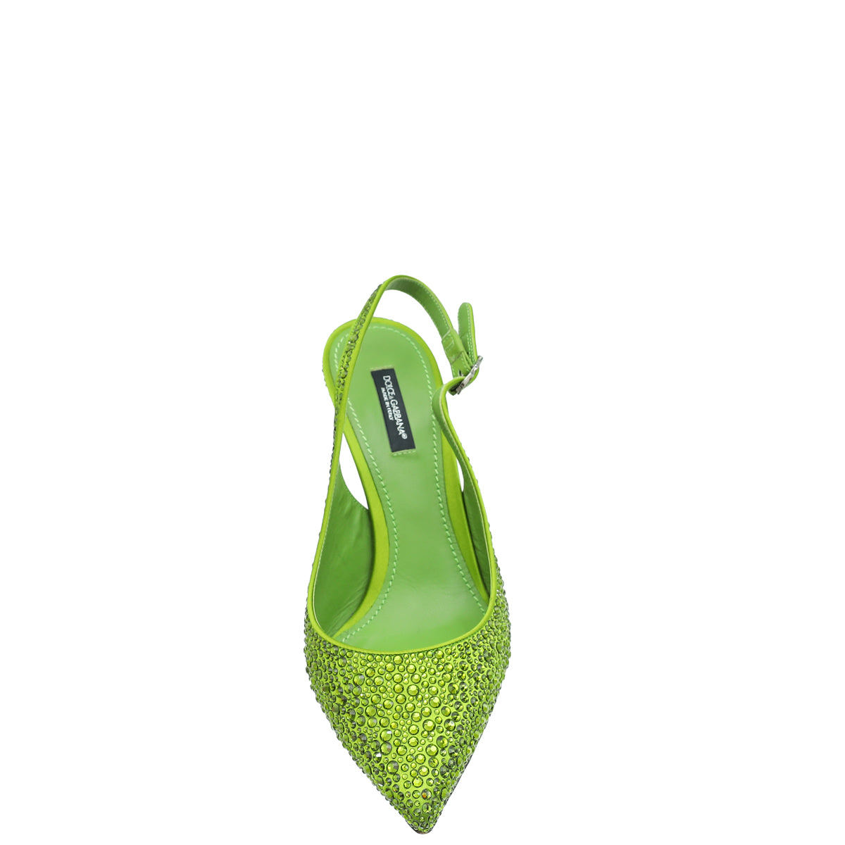 Dolce & Gabbana Lime Green Slingback Embellished Crystal Pumps 38-Dolce & Gabbana-THE CLOSET