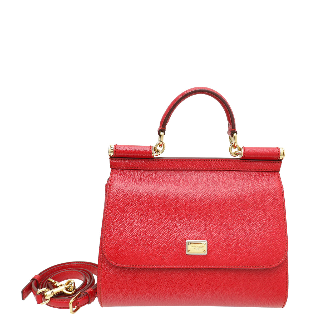 Dolce & Gabbana Red Dauphine Sicily Medium Flap Bag-Dolce & Gabbana-THE CLOSET