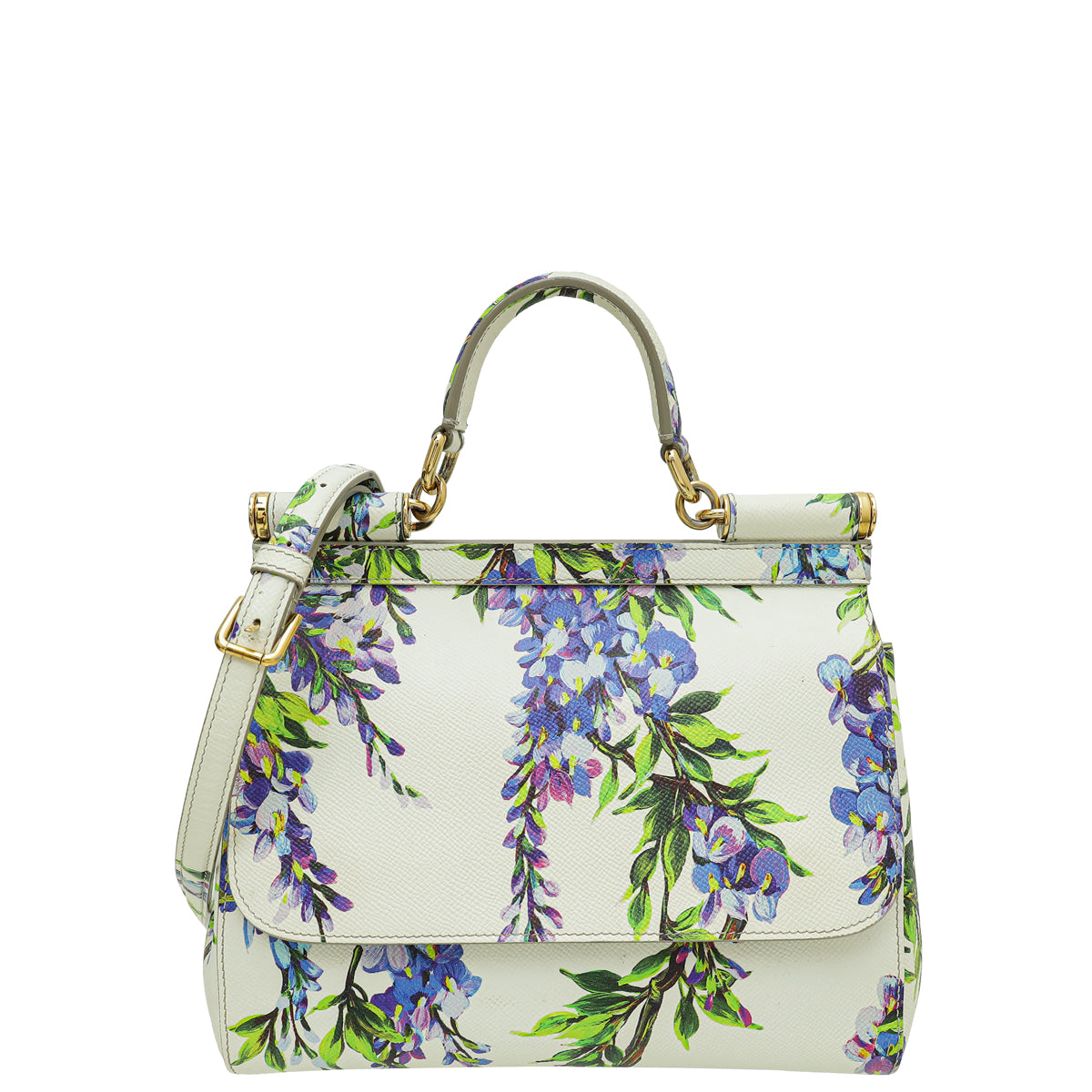 Dolce & Gabbana Tricolor Dauphine Wisteria Print Sicily Medium Bag-Dolce & Gabbana-THE CLOSET